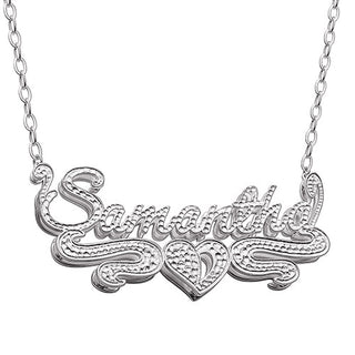 Personalized Double Nameplate Beaded Necklace