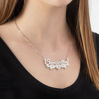 Personalized Double Nameplate Beaded Necklace