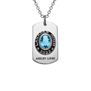 Women's CELEBRIUM  Personalized Oval Cut Birthstone Graduation Dog Tag Pendant
