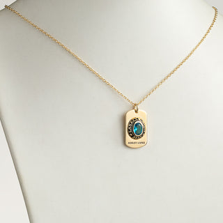 Women's Gold CELEBRIUM  Personalized Oval Cut Birthstone Graduation Dog Tag Pendant