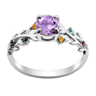 Sterling Silver Mother's Family Flower Birthstone Ring