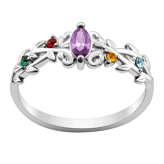 Sterling Silver Mother's Family Flower Birthstone Ring
