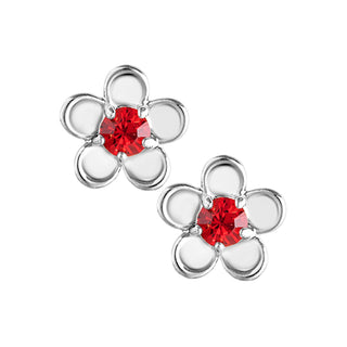 Silver Plated Birthstone Flower Earring with Jacket