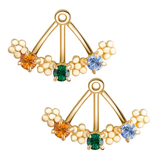 14K Gold Plated Birthstone Flower Earring with Jacket