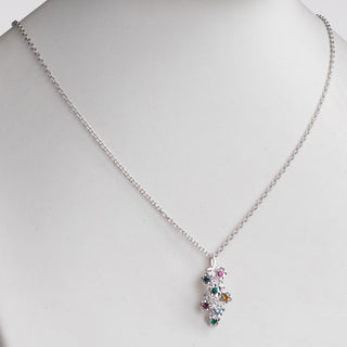 Silver Plated Birthstone Flower Pendant