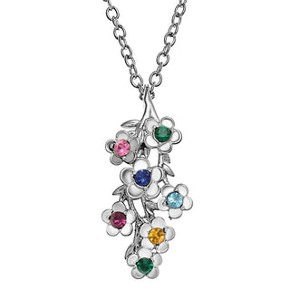 Silver Plated Birthstone Flower Pendant