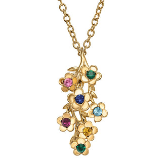 14K Gold Plated Birthstone Flower Pendant