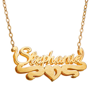 Personalized 14K Gold over Sterling Double Nameplate Necklace