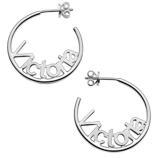 Personalized Sterling Silver Nameplate Small Post Hoop Earrings