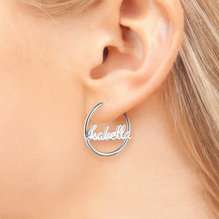 Personalized Sterling Silver Nameplate Small Post Hoop Earrings