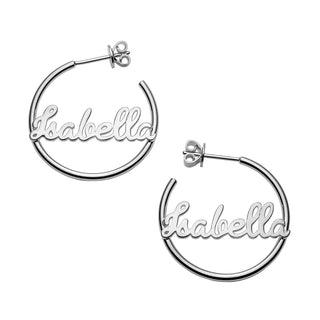 Personalized Sterling Silver Nameplate Small Post Hoop Earrings
