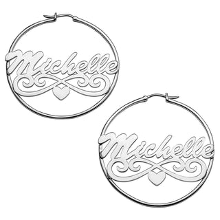 Silver Plated Extra Large 45mm Name Hoop Earrings