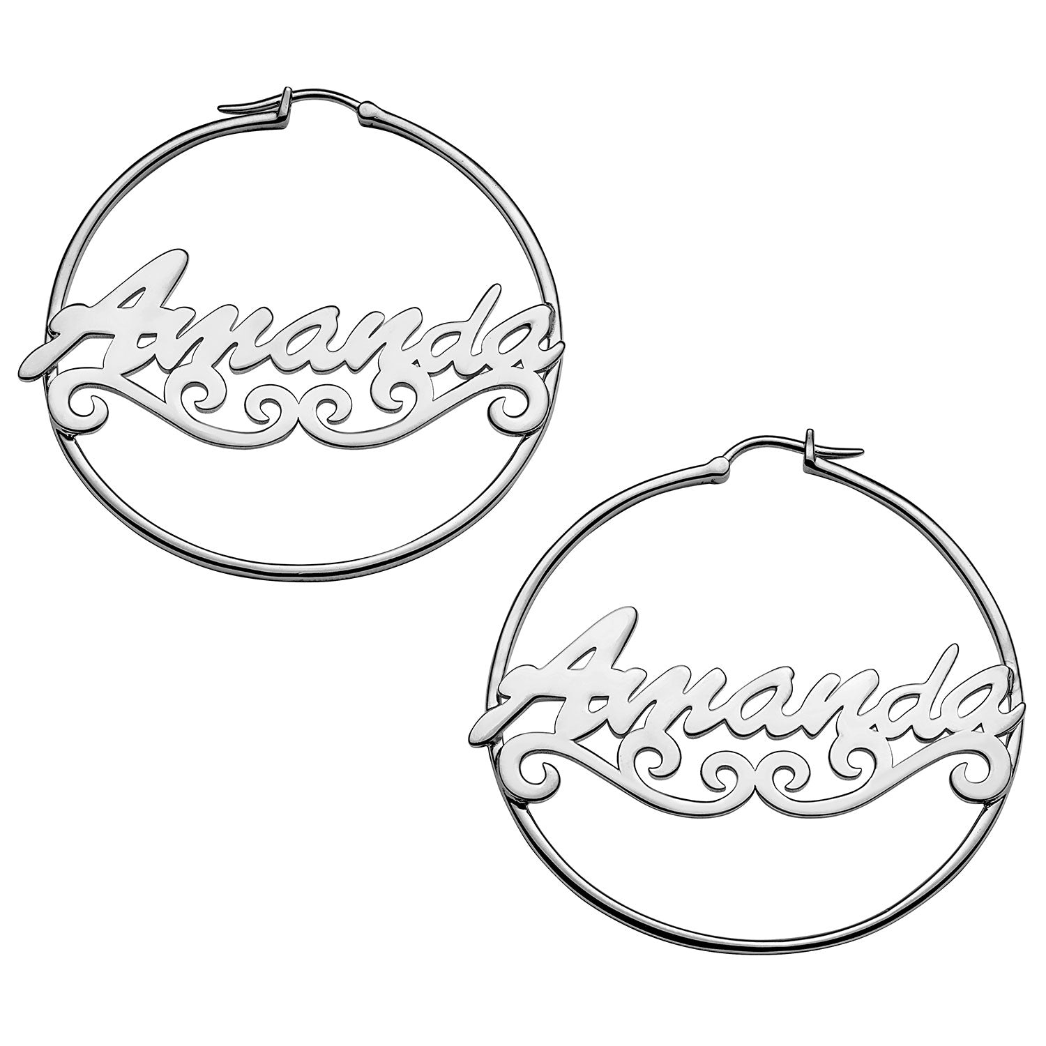 Personalized Sterling Silver Nameplate Hoop Earrings – Limoges Jewelry Personalized Sterling Silver Nameplate Hoop Earrings – Limoges Jewelry