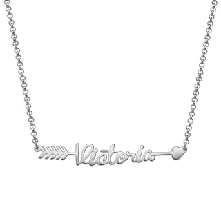 Sterling Silver Script Name Arrow Necklace