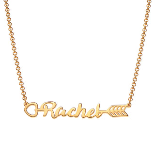 14K Gold over Sterling Script Name Arrow Necklace