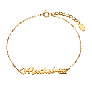 14K Gold over Sterling Script Name Arrow Bracelet