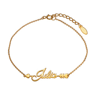 14K Gold over Sterling Script Name Arrow Bracelet