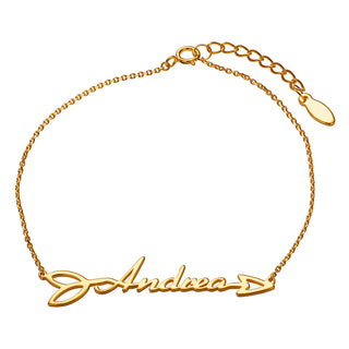 14K Gold over Sterling Script Name Arrow Bracelet