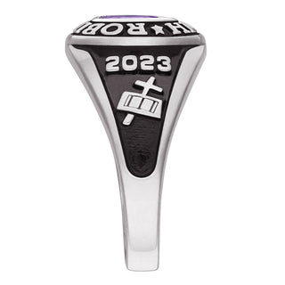 Ladies Silvertone Traditional Petite Oval Birthstone Class Ring