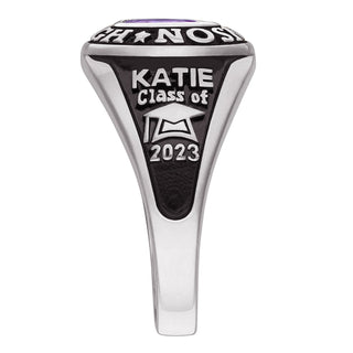 Ladies Silvertone Traditional Petite Oval Birthstone Class Ring