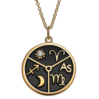 14K Gold Plated 3 Zodiac Sign Disc Pendant