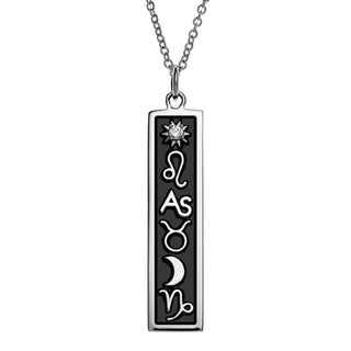 Silver Plated 3 Zodiac Sign Bar Pendant