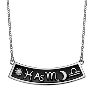 Silver Plated 3 Zodiac Sign Curved Bar Pendant