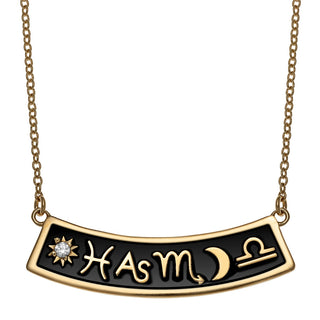 14K Gold Plated 3 Zodiac Sign Curved Bar Pendant