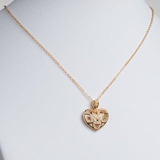14K Gold Plated Domed Filigree Heart Birthstone Necklace