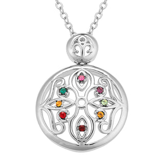Silver Plated Domed Filigree Birthstone Necklace