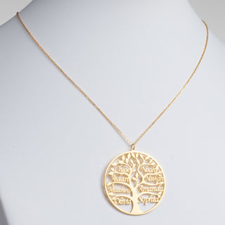 14K Gold Plated Name Family Tree Necklace