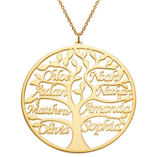 14K gold plated family tree necklace