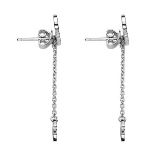 Sterling Silver Name with Moon Charm Dangle Crawler Earrings