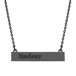 Stainless Steel Engraved Lowercase Name Bar Necklace