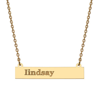 Stainless Steel Engraved Lowercase Name Bar Necklace