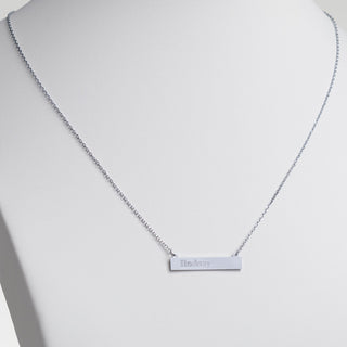 Stainless Steel Engraved Lowercase Name Bar Necklace