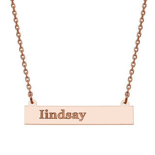 Stainless Steel Engraved Lowercase Name Bar Necklace