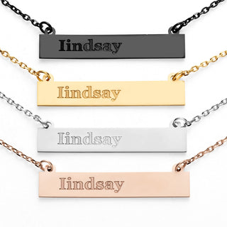 Stainless Steel Engraved Lowercase Name Bar Necklace