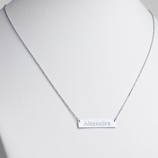 Stainless Steel Engraved Name Bar Necklace
