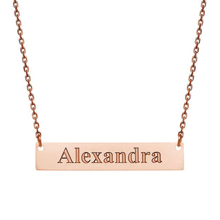 Stainless Steel Engraved Name Bar Necklace