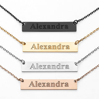Stainless Steel Engraved Name Bar Necklace