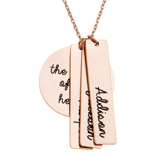 Stainless Steel Engraved Family Name Cluster Necklace