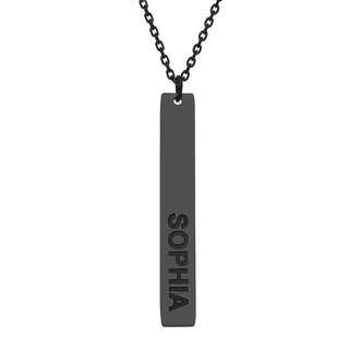 Stainless Steel Engraved Name Vertical Bar Necklace