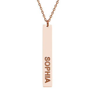 Stainless Steel Engraved Name Vertical Bar Necklace