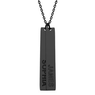Stainless Steel Eng Name Vertical Bar Necklace - 2 names