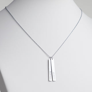 Stainless Steel Eng Name Vertical Bar Necklace - 2 names