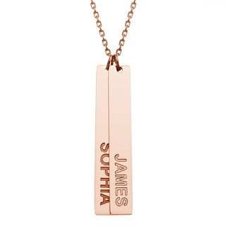 Stainless Steel Eng Name Vertical Bar Necklace - 2 names