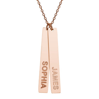 Stainless Steel Eng Name Vertical Bar Necklace - 2 names