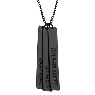 Stainless Steel Eng Name Vertical Bar Necklace - 3 names