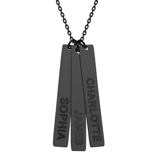Stainless Steel Eng Name Vertical Bar Necklace - 3 names